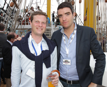 Onboard one of the tall ships during the recent festival were Marcus Goodwin and Ross Bissett of Bulmers.